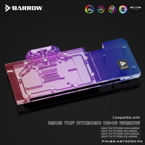Barrow LRC2.0 full coverage GPU Water Block for ASUS TUF 3090 Aurora