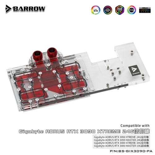 Barrow LRC2.0 full coverage GPU Water Block for Gigabyte AORUS 3090 Aurora