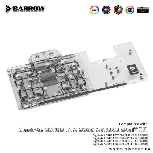Barrow LRC2.0 full coverage GPU Water Block for Gigabyte AORUS 3090 Aurora - Image 3