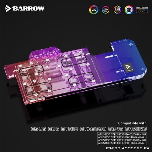 Barrow LRC2.0 full coverage GPU Water Block for ASUS STRIX 3090 Aurora