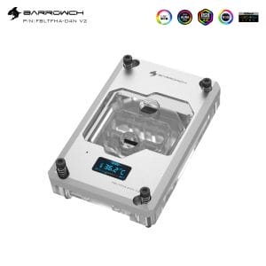 Barrowch AMD RYZEN AM4/AM3 Color screen version of Digital display CPU Water Block with multi mode- Silver