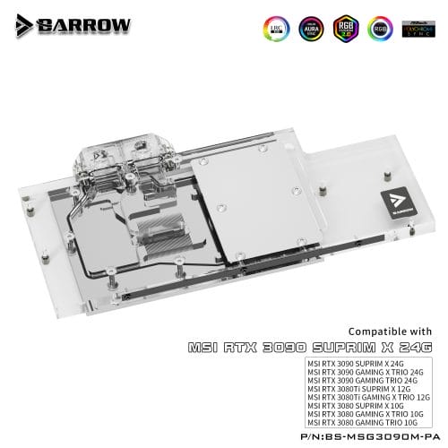 Barrow LRC2.0 full coverage GPU Water Block for MSI RTX3090 TRIO Aurora - Image 3