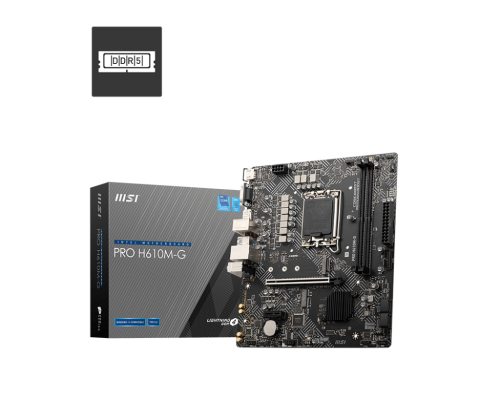 MSI PRO H610M-G DDR5 LGA 1700 Intel 12th PCIe 4.0 USB 3.2 Gen1 M.2 mATX Motherboard