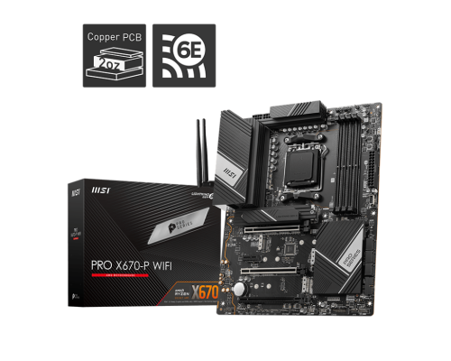 MSI PRO X670-P WIFI (WiFi 6E) AMD RYZEN 7000 Series AM5DDR5PCIe 5.04xM.2 - ATX Gaming MotherBoard