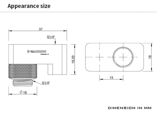 G1/4' 360°rotation offset adapter POM portable edition 15MM - Image 3