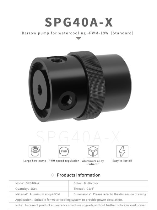 pump for watercooling -PWM-18W（full coverage）-Classic black black POM edition - Image 4