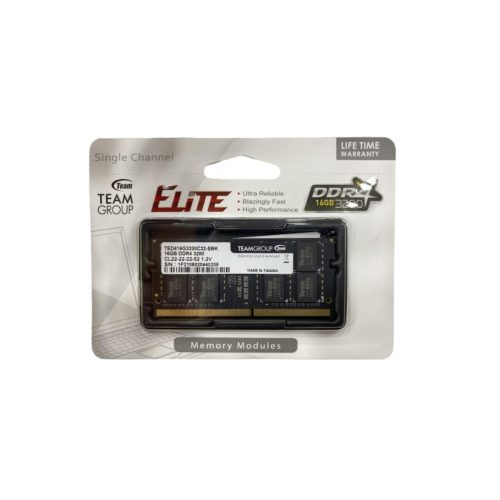 TEAMGROUP ELITE SO-DIMM Single 16GB 3200MHz CL22 DDR4 LAPTOP MEMORY