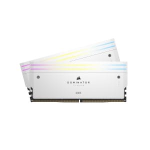 CORSAIR DOMINATOR TITANIUM RGB 64GB (2x32GB) DDR5 RAM 6000MTs CL30 Memory Kit —White
