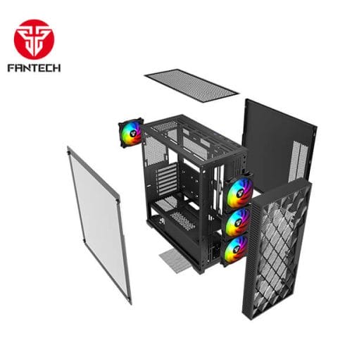 FANTECH RHOMBUS XL CG84 ARGB FANS MID TOWER CASE - BLACK - Image 3