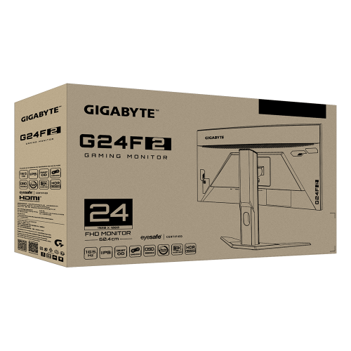 GIGABYTE (G24F 2) 24" FHD 1080p Flat Gaming Monitor, SS IPS, 165Hz/OC 180Hz, 1ms, AMD FreeSync Premium, HDR Ready, 125%% sRGB, 95% DCI-P3 w/ Bezel-Less Design, Height Adjustable - Image 11