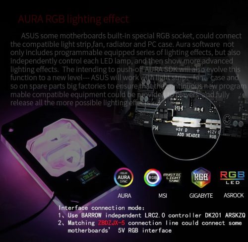 Barrowch AMD RYZEN AM4/AM3 Color screen version of Digital display CPU Water Block with multi mode- Silver - Image 4