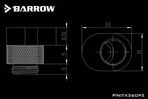 BARROW G1/4' 360°rotation offset adapter Black - Image 2