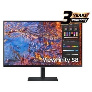 Samsung S8 (B800) 27 4K UHD IPS USB TYPE-C Flat Business Monitor, 60Hz, 5MS,10 Bit, HDR400, Ethernet, Adjustable, Bezel-Less Display w DCI-P3 98% Pro Color