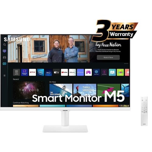 SAMSUNG M5 (BM501) 27 FHD HDR10 Smart Monitor 4ms (GTG),1B Colors & USB Ports - with Netflix, YouTube & Apple TV Streaming - White