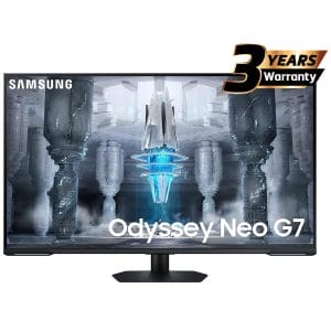 Samsung Odyssey Neo G7 43 (CG700) Smart Tizen 4K UHD Flat HDMI 2.1 Monitor, VA Quantum Matrix Mini-Led, 144Hz, 1ms, HDR10+,10Bit, 95% DCI Coverage, FreeSync w Core Sync & Speakers
