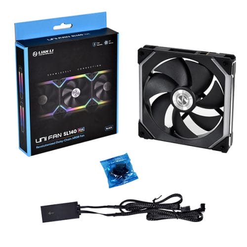 Lian Li UNI FAN SL120 3 Pack BLACK with Controller 120mm LED - Image 3