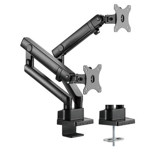 SilverStone ARM25 (Black) Dual Monitor Arm w/ Mechanical Spring Design & Versatile Adjustability, For Monitors Up To 32" Size & 9kg Weight, VESA Mounting Interface Standard (MIS), 100mm x 100mm / 75mm x 75 mm Mounting Hole - Image 3