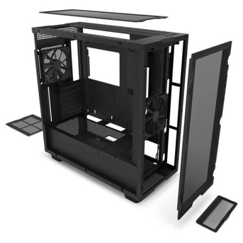 NZXT H7 Flow ATX Tempered Glass Mid Tower Perforated & Ventilated Gaming Case w/ 2x120mm Fans & USB Type-C Port -Matte Black - Image 2