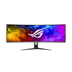 ASUS ROG Swift OLED PG49WCD 49 DQHD Curved Gaming Monitor (QD OLED), 144Hz, 0.03ms(GTG), DisplayHDR 400 Up To 1000 nits, 10bit, 1B Colors, G-SYNC® compatible, ROG Smart KVM, Type-C PD (90 W), Aura Sync, Ergonomic Stand
