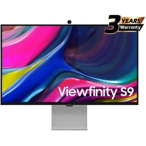 Samsung ViewFinity S9 (S90PC) Smart 27" 5K Flat Matte Monitor For Win & Mac, IPS, 218 PPI, 60Hz, 5ms(GTG), HDR, 100% sRGB, 99% DCI Coverage Color w/ 4K SlimFit camera, Metal Slim Design, Ergonomics & Adaptive Sound+ Speakers (Light Gray)