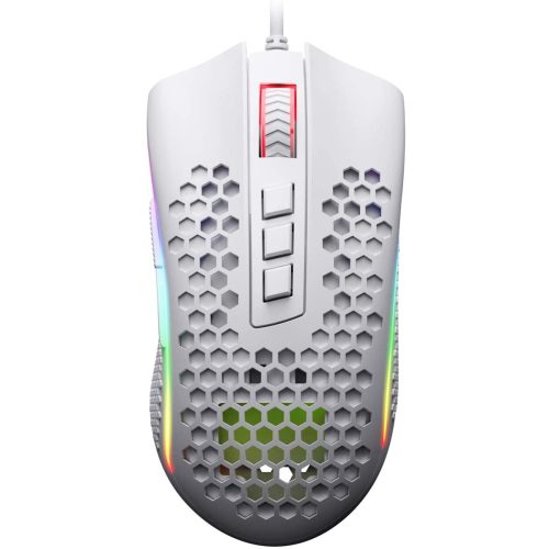 Redragon M808 Storm White Lightweight RGB Gaming Mouse, 85g Ultralight Honeycomb Shell - 12,400 DPI Optical Sensor