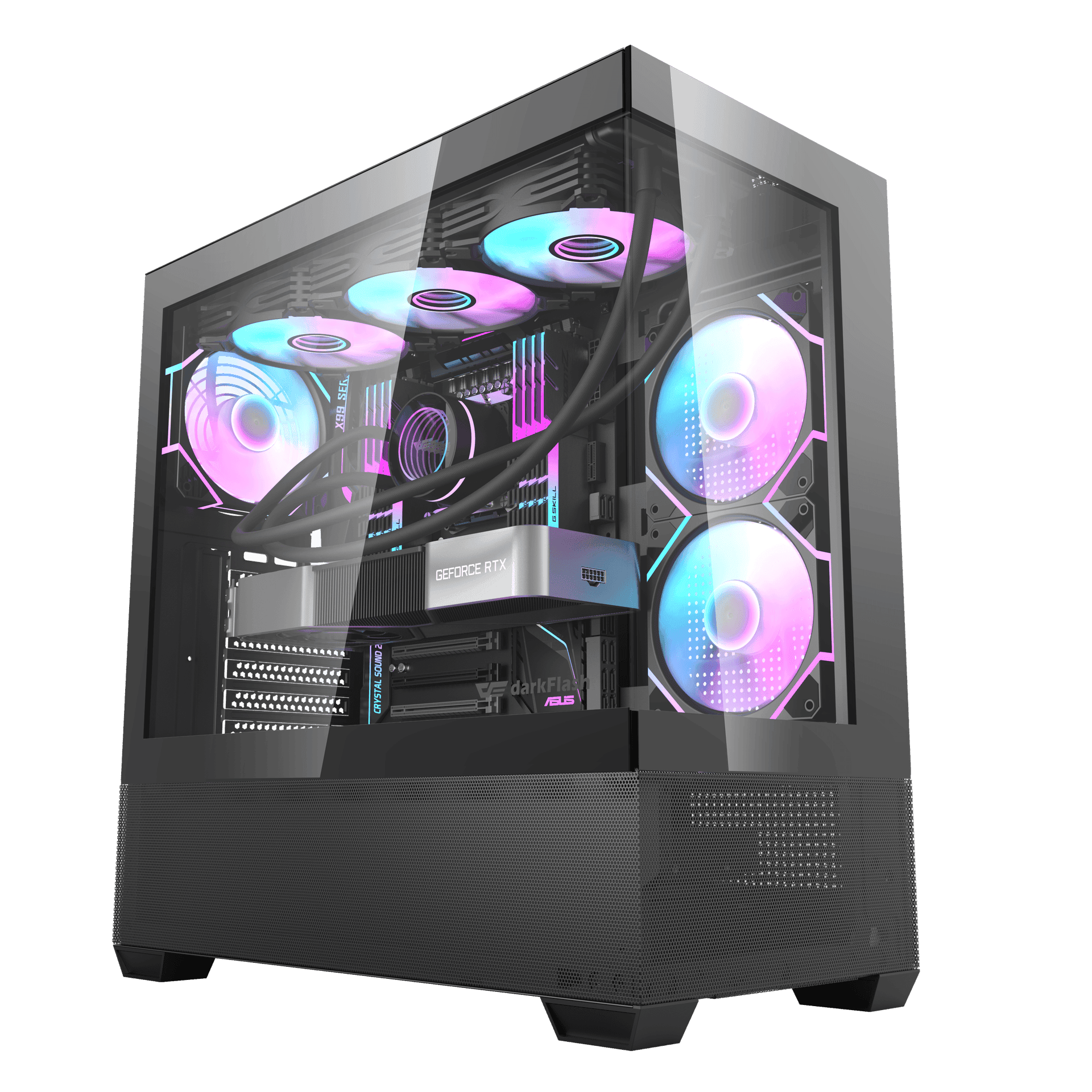 DARKFLASH DS900 AIR ATX PC CASE WITH 7 ARGB FANS – BLACK