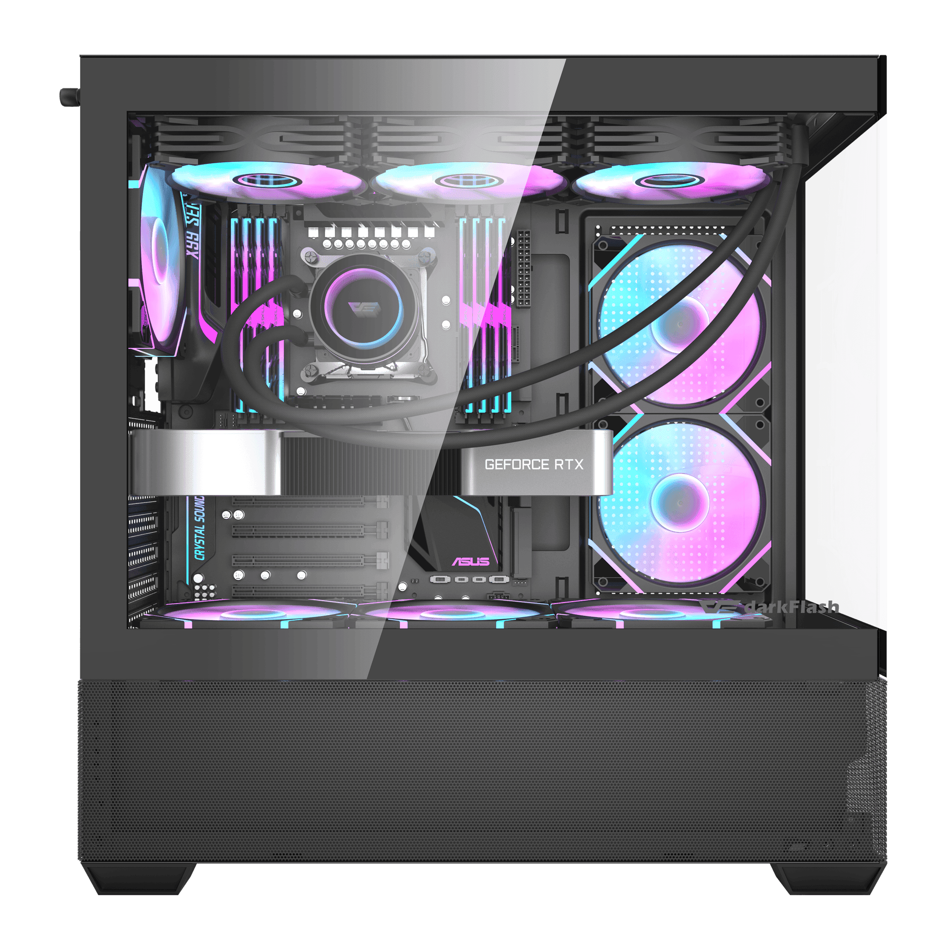 DARKFLASH DS900 AIR ATX PC CASE WITH 7 ARGB FANS – BLACK - Image 7