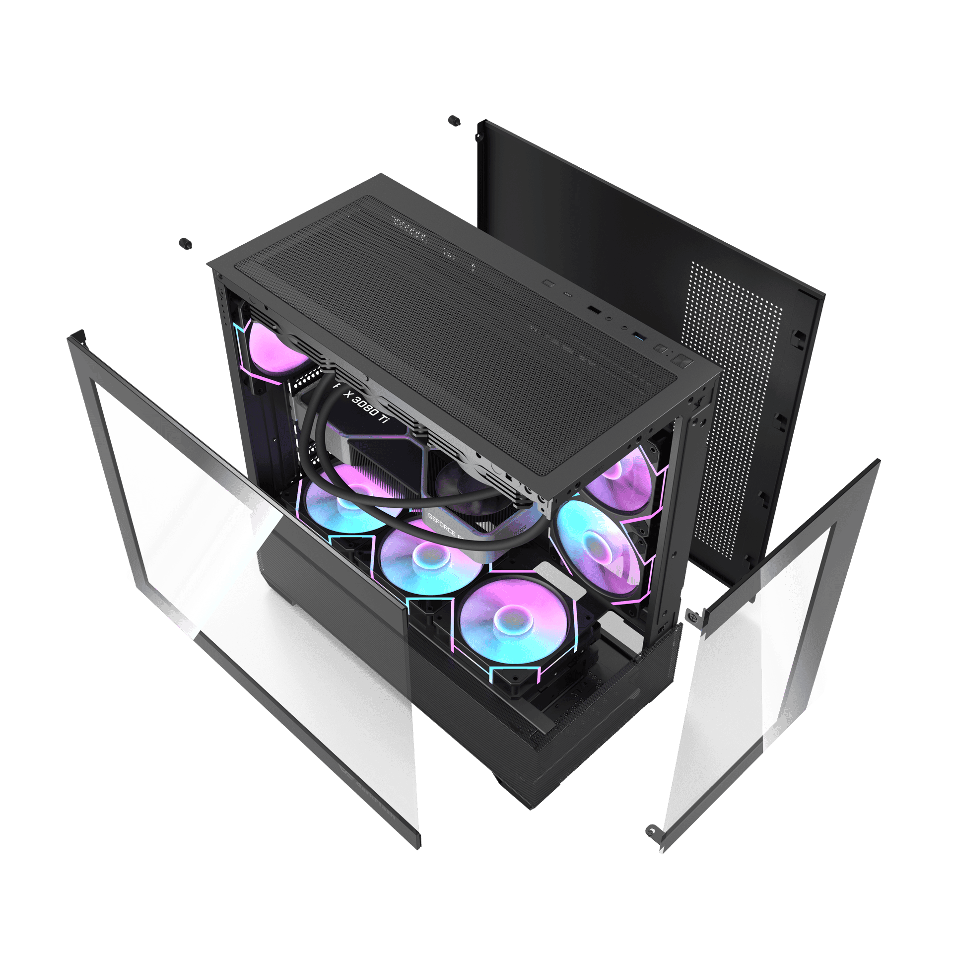 DARKFLASH DS900 AIR ATX PC CASE WITH 7 ARGB FANS – BLACK - Image 12