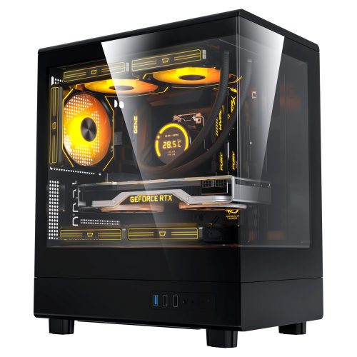 DARKFLASH DB330M M-ATX PANORAMIC ROOM PC GAMING CASE WITH 3 ARGB FANS - BLACK