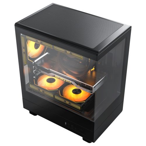 DARKFLASH DB330M M-ATX PANORAMIC ROOM PC GAMING CASE WITH 3 ARGB FANS - BLACK - Image 3