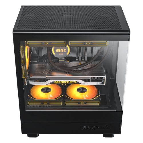 DARKFLASH DB330M M-ATX PANORAMIC ROOM PC GAMING CASE WITH 3 ARGB FANS - BLACK - Image 8