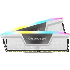 CORSAIR VENGEANCE RGB 64GB (2x32GB) DDR5 RAM 6000MTs CL30 Memory Kit — White