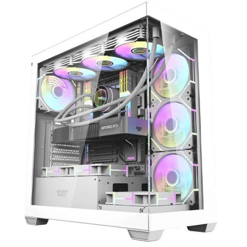 DARKFLASH DS900 AIR ATX PC CASE WITH 7 ARGB FANS – WHITE