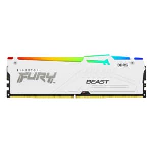 KingSton Fury Beast RGB Single 16GB DDR5 6000MTs-CL36 Desktop Memory (White)