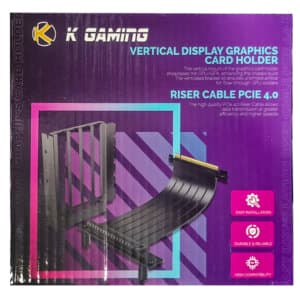 K Gaming Vertical GPU Holder- Gen 4.0 Riser Cable + case mount