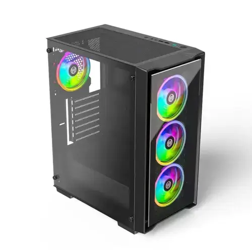 K Gaming C103TG Mid Tower ARGB PC Case with 4 fans - Black - Image 2