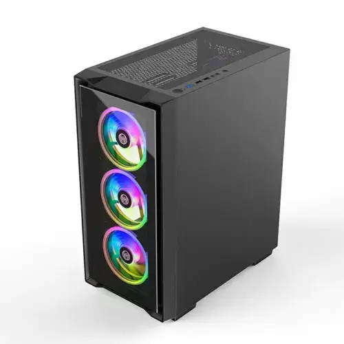 K Gaming C103TG Mid Tower ARGB PC Case with 4 fans - Black - Image 3