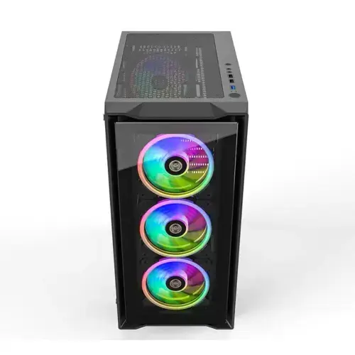 K Gaming C103TG Mid Tower ARGB PC Case with 4 fans - Black - Image 4