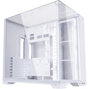 Lian Li O11 VISION Compact (White) Cool & Clear ATX Mid Tower 3 Sided Tempered Glass Gaming Case, Columnless Design, Dual Chamber, Dual Rear Fan Modes (High Or Low)