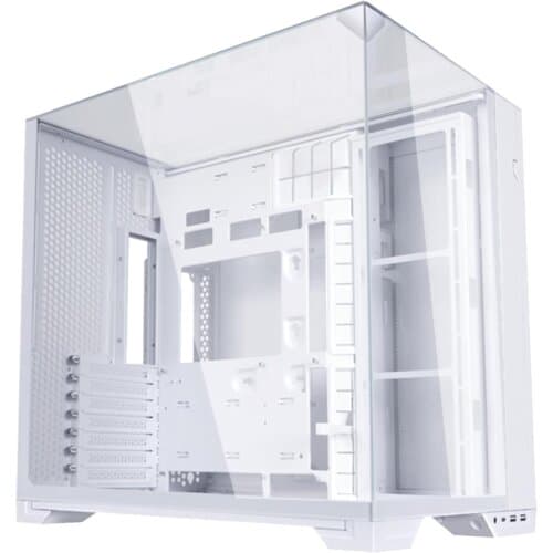 Lian Li O11 VISION Compact (White) Cool & Clear ATX Mid Tower 3 Sided Tempered Glass Gaming Case, Columnless Design, Dual Chamber, Dual Rear Fan Modes (High Or Low)