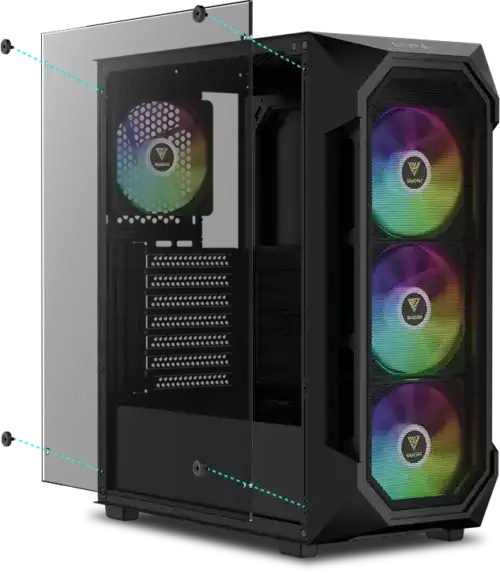 GAMDIAS AURA GC1 ELITE ARGB MID TOWER GAMING CASE - BLACK - Image 2