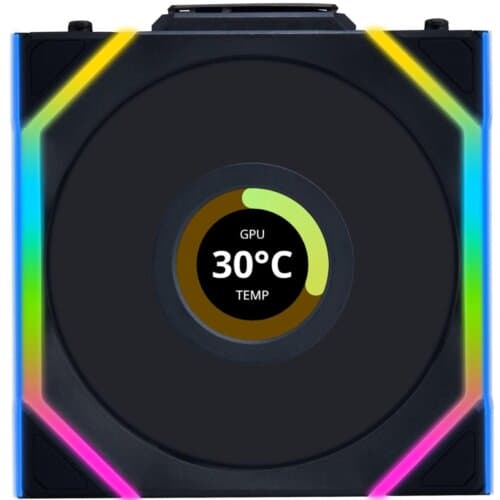 Lian Li UNI FAN SL Wireless LCD 120 Kit w/ Dual Zone ARGB, High Performance Triple Pack, 1.6" IPS Full color LCD Display, Daisy-Chain Style, 2.4 GHz Wireless Controller (Included) - Black - Image 2