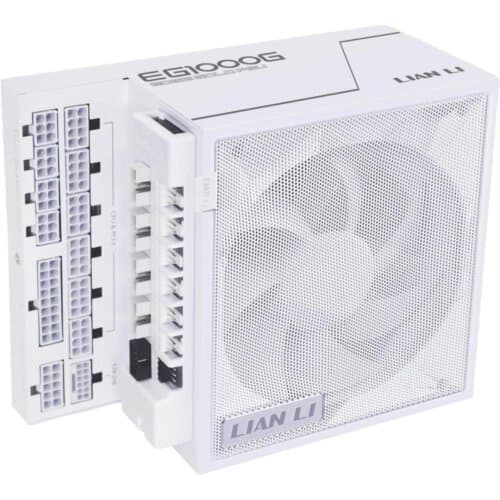Lian Li Edge EG1000G 1000W Gold (White) (ATX 3.1) PCIE 5.1 (12V-2×6) 80 Plus Gold Full Modular Power Supply W Braided-Sleeved Cables + Detachable USB hub w 4 internal USB 2.0 Headers & 6 PWM Headers