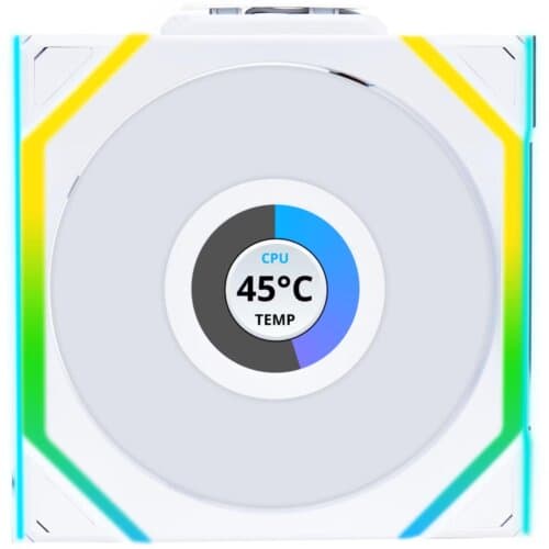 Lian Li UNI FAN SL Wireless LCD 120 Kit w/ Dual Zone ARGB, High Performance Triple Pack, 1.6" IPS Full color LCD Display, Daisy-Chain Style, 2.4 GHz Wireless Controller (Included) - White - Image 2