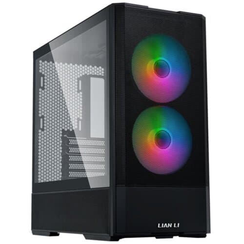 Lian Li LANCOOL 207 (207RX) MESH (Black) ARGB ATX Mid Tower Tempered Glass Gaming Case W Type-C & (Front 2x140mm ARGB Fans + 2x120mm PWM Fan On PSU Shroud)