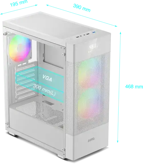 GAMDIAS AURA GC5 ELITE ARGB MID TOWER GAMING CASE - WHITE - Image 2