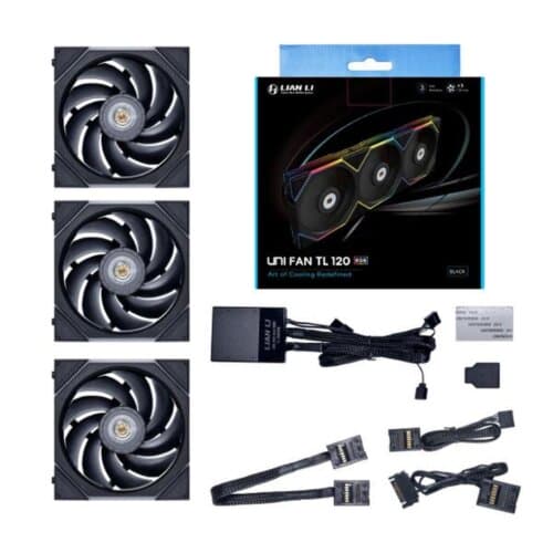 Lian Li UNI Fan TL120 Kit 3 Packs (Black) Dual Zone Lighting Effect Ultimate-Performance ARGB 120mm LED PWM Slide In Daisy-Chain Fans w/ Controller - Image 2