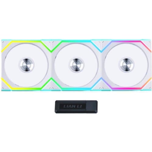 Lian Li UNI FAN SL Wireless 120 Kit w Dual Zone ARGB, High Performance Triple Pack, Daisy-Chain Style, 2.4 GHz Wireless Controller (Included) - White