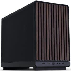 Lian Li A3-mATX Wood Edition (Black) Micro Form Factor Minimalistic Sleek & Compact Mini Tower Gaming Case, Ventilated Steel Mesh Design (Top & Side) w USB 3.1 Type-C