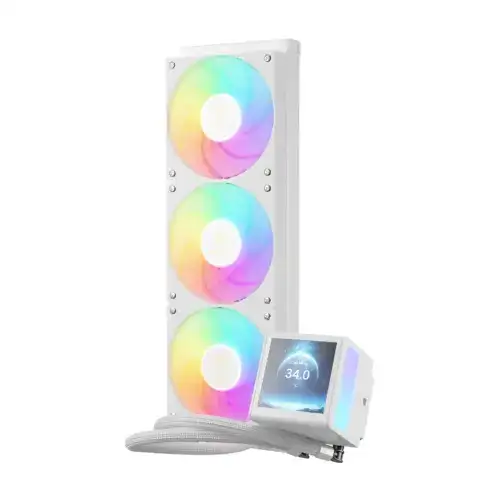 GAMDIAS CHIONE P5-360 ARGB CPU LIQUID COOLER WHITE - IPS LCD Display - Image 2